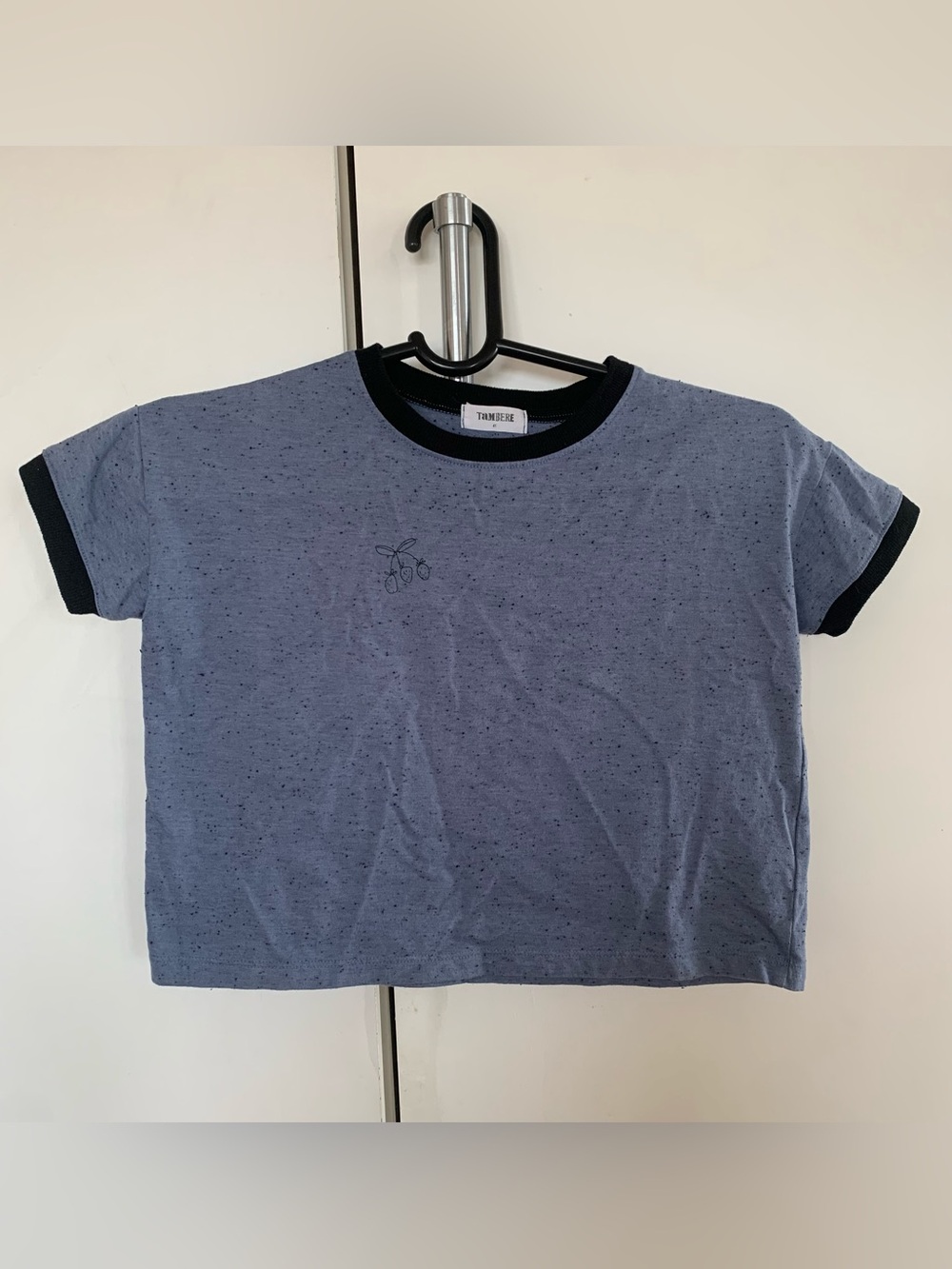 Tambere Kids Blue Speckled Cropped Ringer Tee Shirt Size 4 100% Cotton